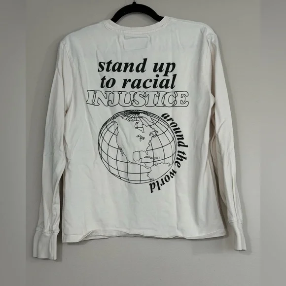 Off-White Long Sleeve Shirt with Statement Print, sz S - Picture 2 of 6